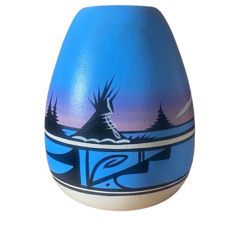 Cedar Mesa Pottery Navajo Desert Purple Vase Artist Signed Dine vintage
